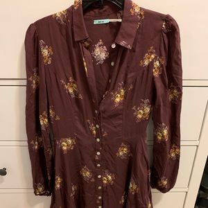 Maroon floral print dress